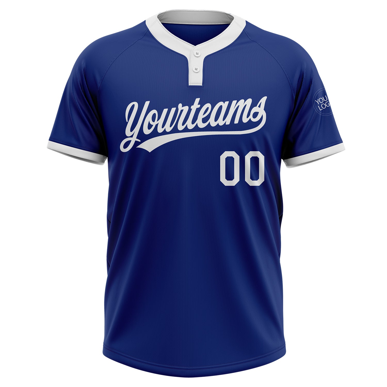 Custom Royal White Two-Button Unisex Softball Jersey