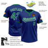 Custom Royal Kelly Green-White Two-Button Unisex Softball Jersey