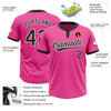 Custom Pink Black-White Two-Button Unisex Softball Jersey