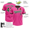 Custom Pink Green-White Two-Button Unisex Softball Jersey