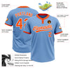 Custom Light Blue Orange-White Two-Button Unisex Softball Jersey