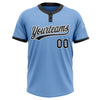 Custom Light Blue Black-White Two-Button Unisex Softball Jersey