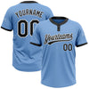 Custom Light Blue Black-White Two-Button Unisex Softball Jersey