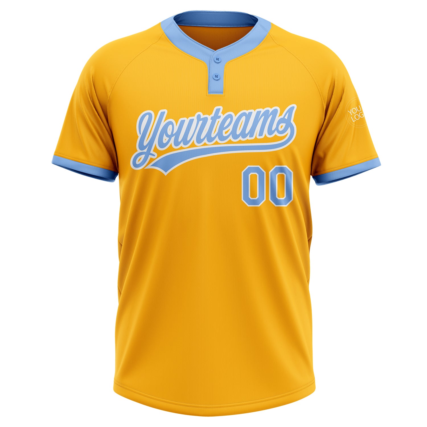 Custom Light Blue Navy-White Two-Button Unisex Softball Jersey