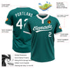 Custom Teal White Two-Button Unisex Softball Jersey