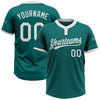 Custom Teal White Two-Button Unisex Softball Jersey