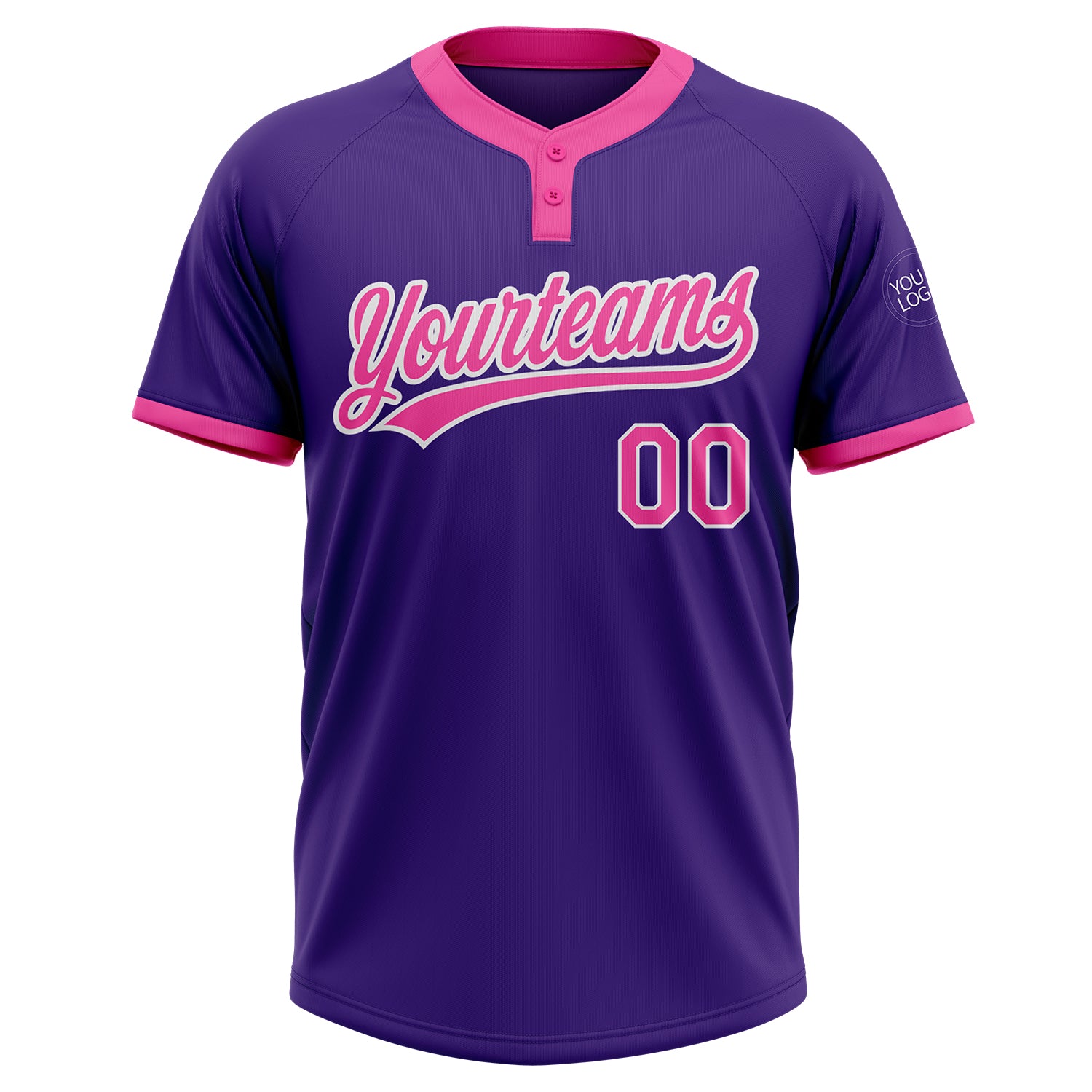 Custom Purple Purple-White Two-Button Unisex Softball Jersey Discount