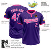 Custom Purple Pink-White Two-Button Unisex Softball Jersey