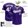 Custom Purple White-Gray Two-Button Unisex Softball Jersey