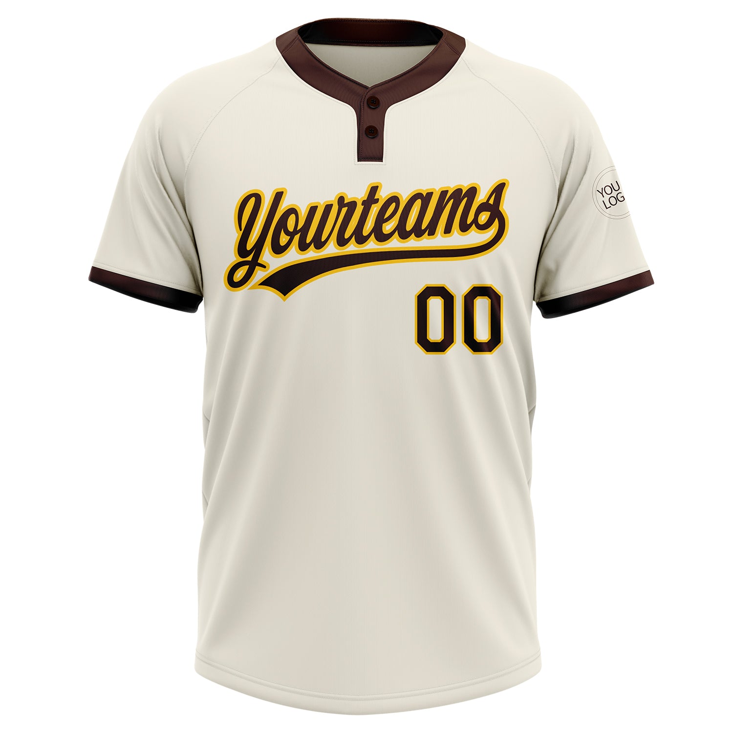 Custom Cream Brown-Gold Two-Button Unisex Softball Jersey Women's Size:S