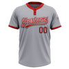 Custom Gray Red-Black Two-Button Unisex Softball Jersey