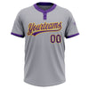 Custom Gray Purple-Gold Two-Button Unisex Softball Jersey