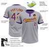 Custom Gray Purple-Gold Two-Button Unisex Softball Jersey