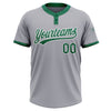 Custom Gray Kelly Green-White Two-Button Unisex Softball Jersey