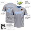 Custom Gray Light Blue-White Two-Button Unisex Softball Jersey