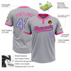 Custom Gray Light Blue Black-Pink Two-Button Unisex Softball Jersey