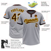 Custom Gray Brown-Gold Two-Button Unisex Softball Jersey