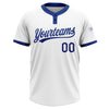 Custom White Royal Two-Button Unisex Softball Jersey