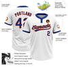 Custom White Royal-Orange Two-Button Unisex Softball Jersey