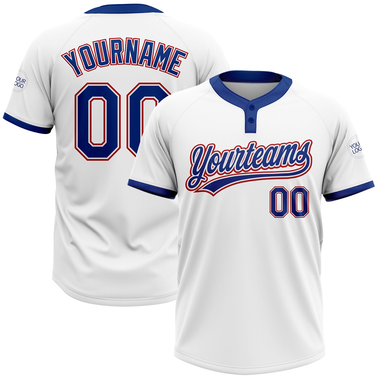 Custom Baseball Jersey Red White-Royal