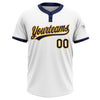 Custom White Navy-Gold Two-Button Unisex Softball Jersey