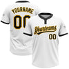 Custom White Black-Gold Two-Button Unisex Softball Jersey