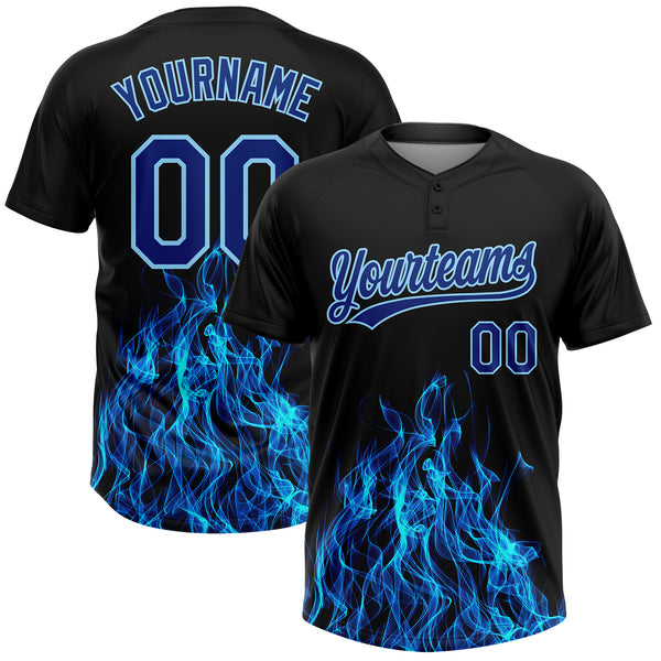 Custom Light Blue Softball Jersey Orange-Royal Two-Button Unisex - FansIdea