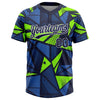 Custom Navy Navy-Neon Green 3D Pattern Two-Button Unisex Softball Jersey