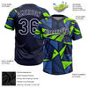 Custom Navy Navy-Neon Green 3D Pattern Two-Button Unisex Softball Jersey