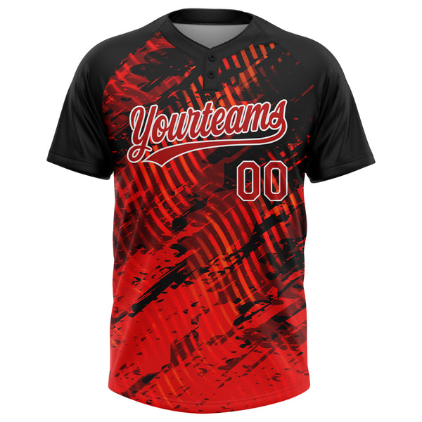 Custom 3D Pattern Softball Jersey Black Royal-Powder Blue Two-Button Unisex  - FansIdea