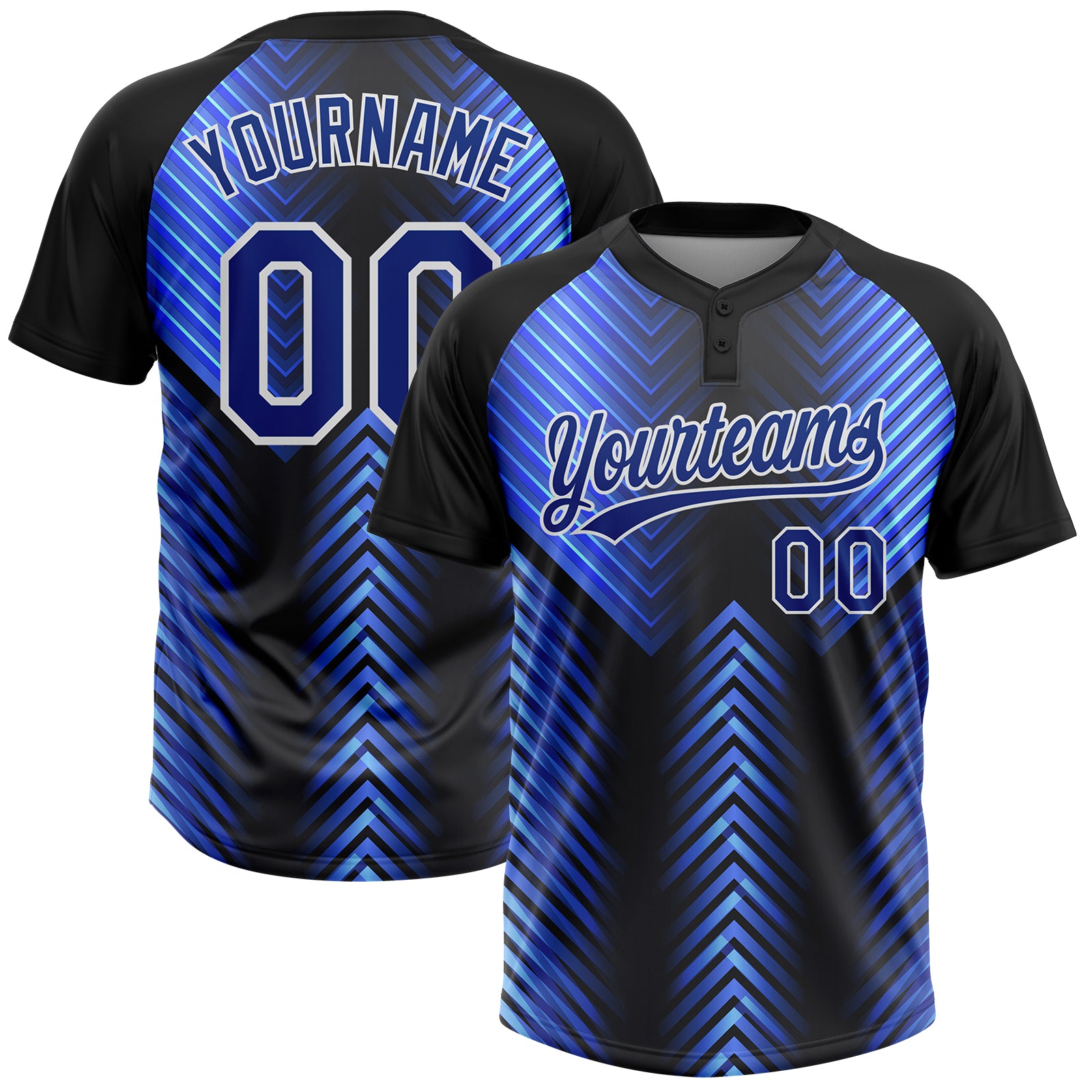 Custom Sky Blue White Black-Light Blue Two-Button Softball Jersey