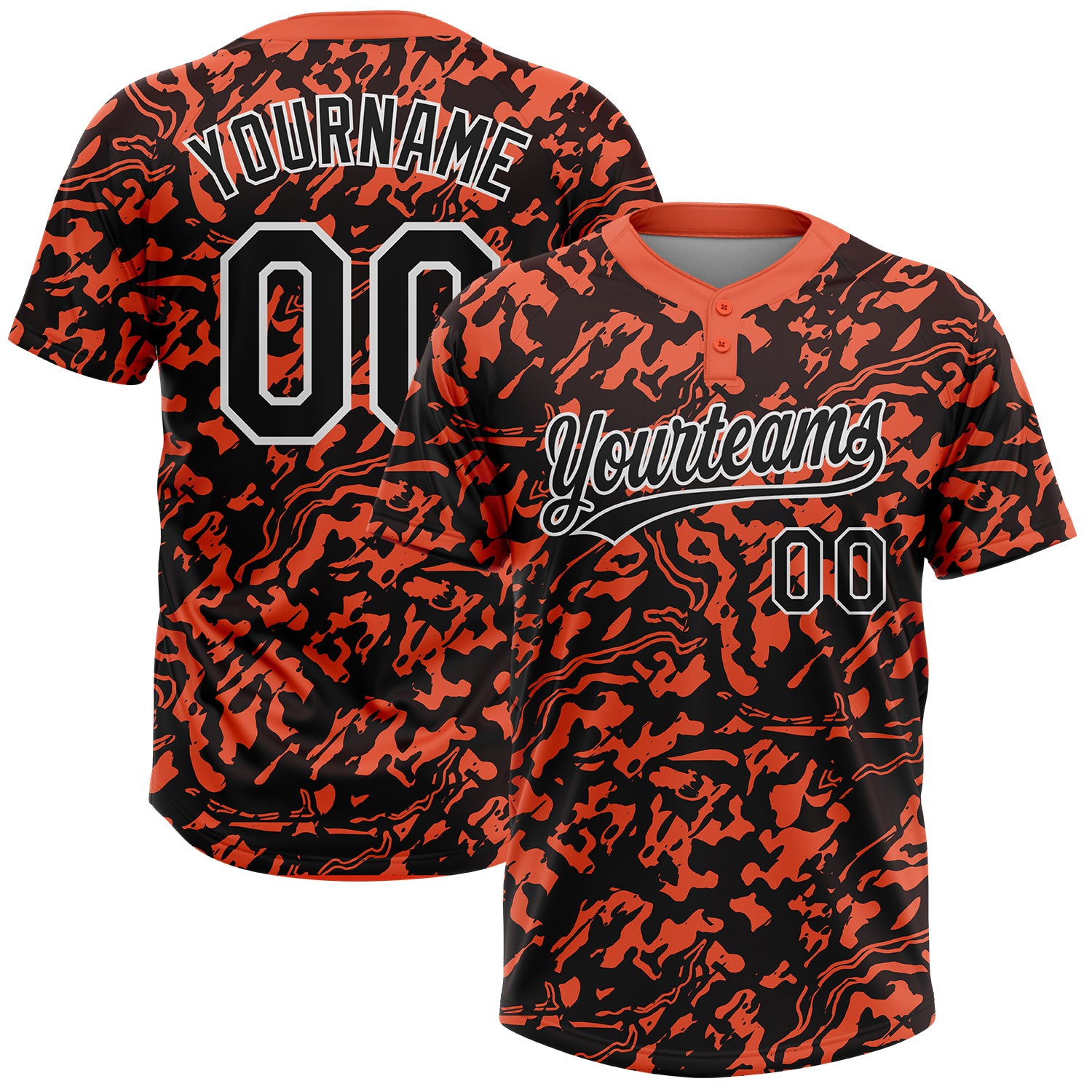 Cheap Custom Black Royal-Orange Two-Button Unisex Softball Jersey