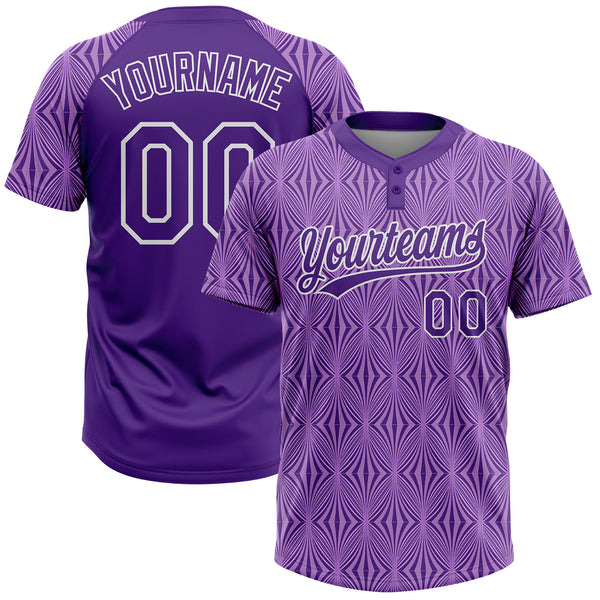 Custom 3D Pattern Softball Jersey Figure Purple Navy-Pink Two-Button Unisex  - FansIdea