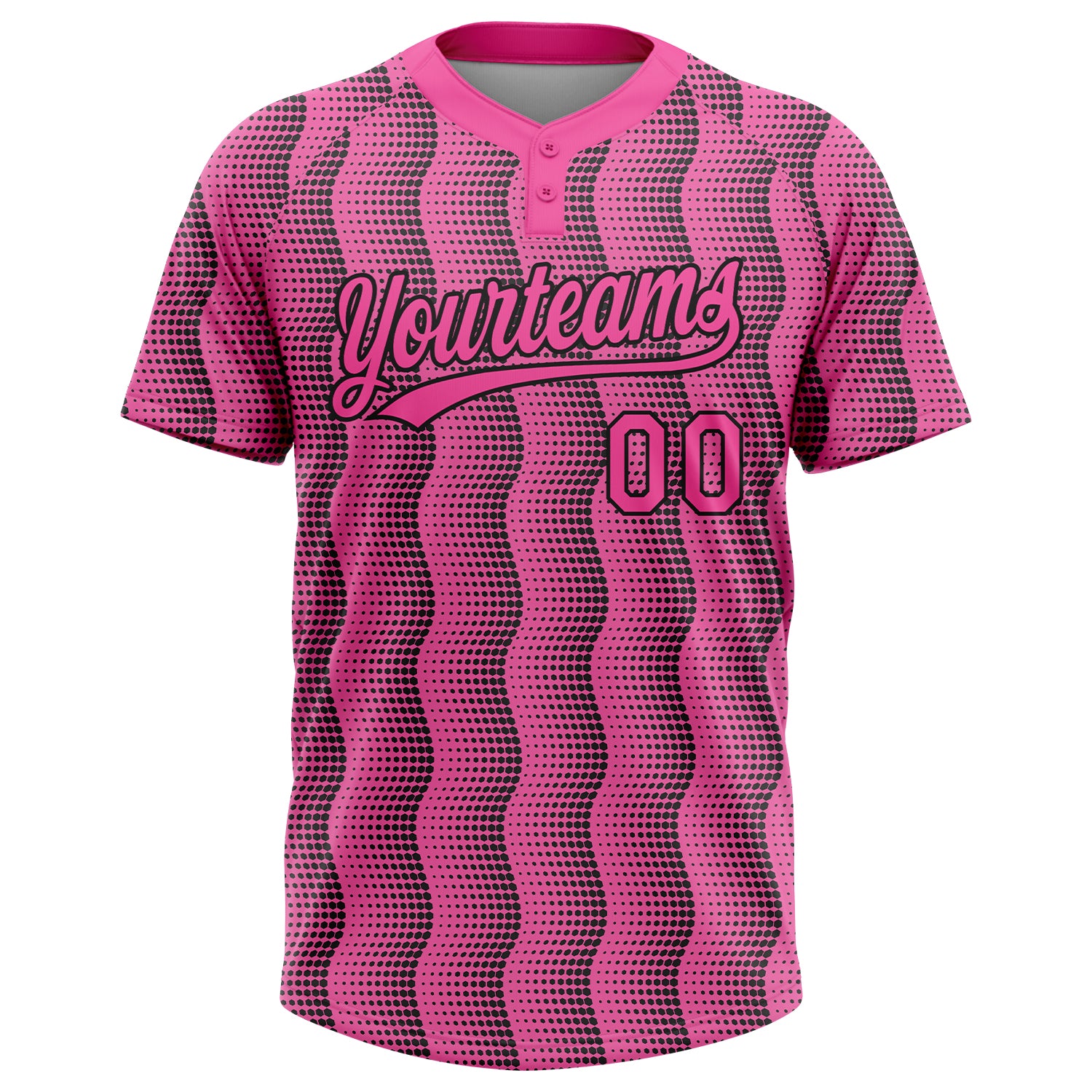 Custom 3D Pattern Softball Jersey Black White-Light Blue Two-Button Unisex  - FansIdea