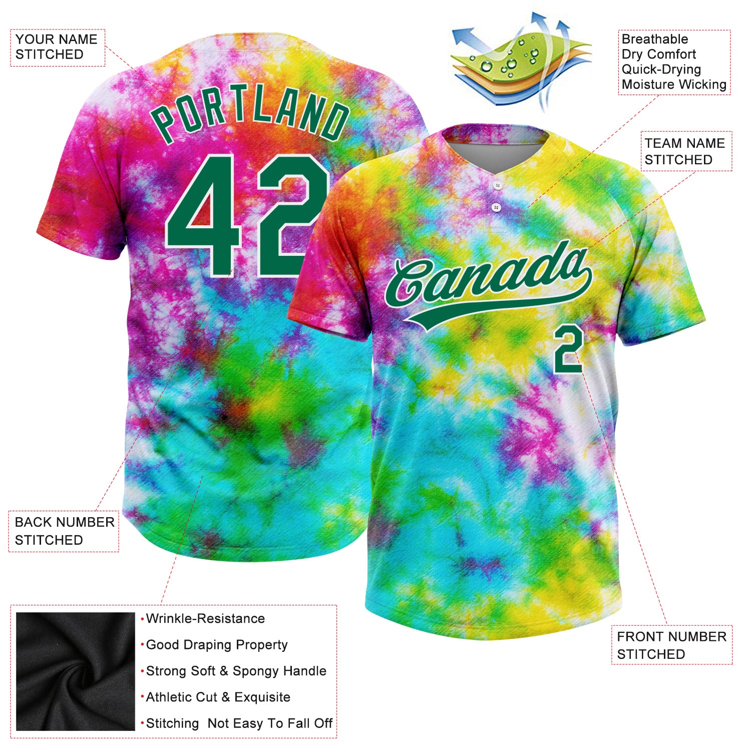 Custom White Pink-Kelly Green Two-Button Unisex Softball Jersey Discount