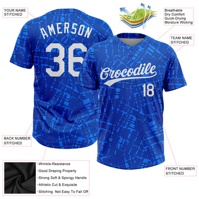 Custom Royal White 3D Pattern Two-Button Unisex Softball Jersey