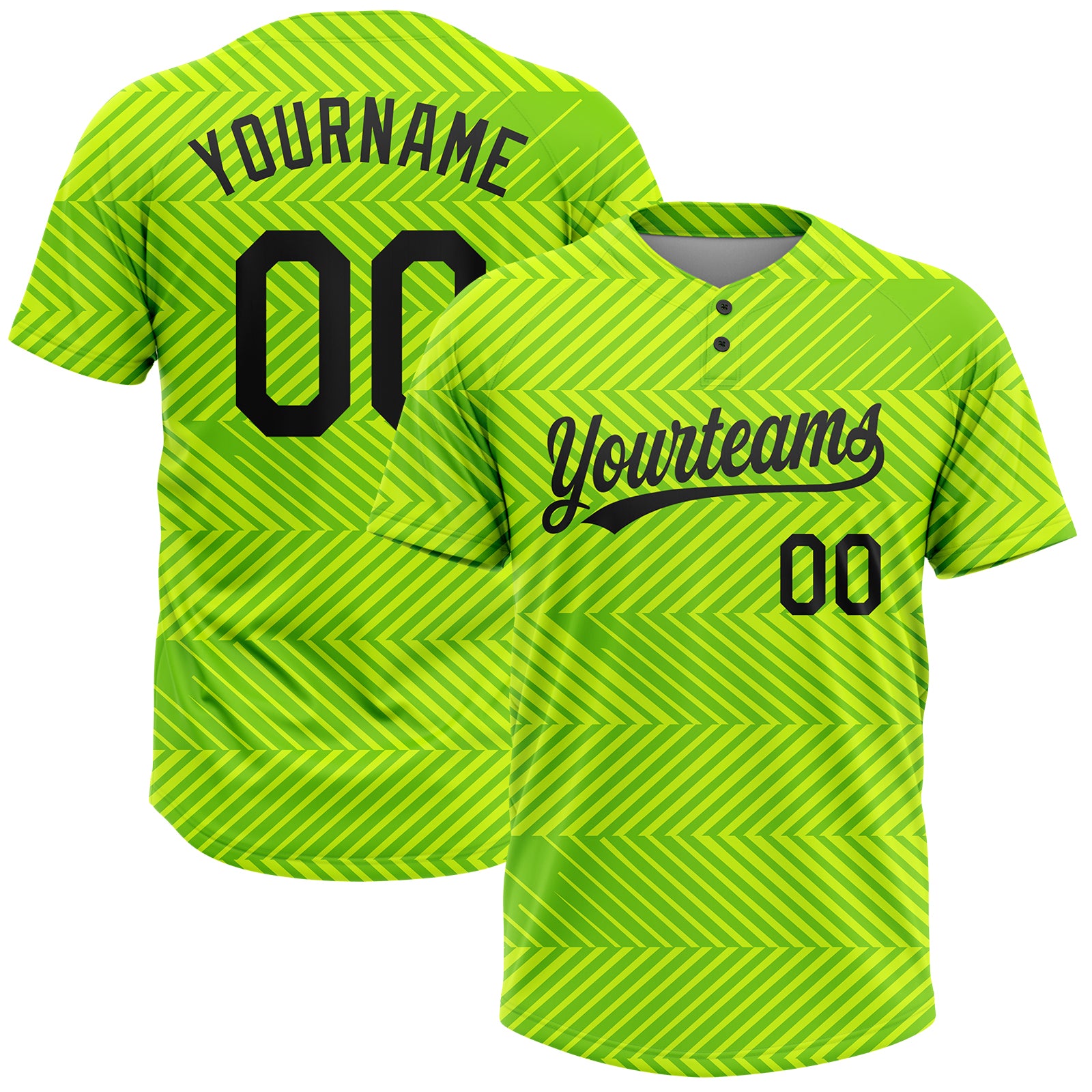 Custom Gold Green-White 3D Pattern Two-Button Unisex Softball Jersey