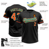 Custom Black Orange-Kelly Green Two-Button Unisex Softball Jersey