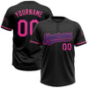 Custom Black Pink-Purple Two-Button Unisex Softball Jersey