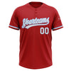 Custom Red White-Light Blue Two-Button Unisex Softball Jersey