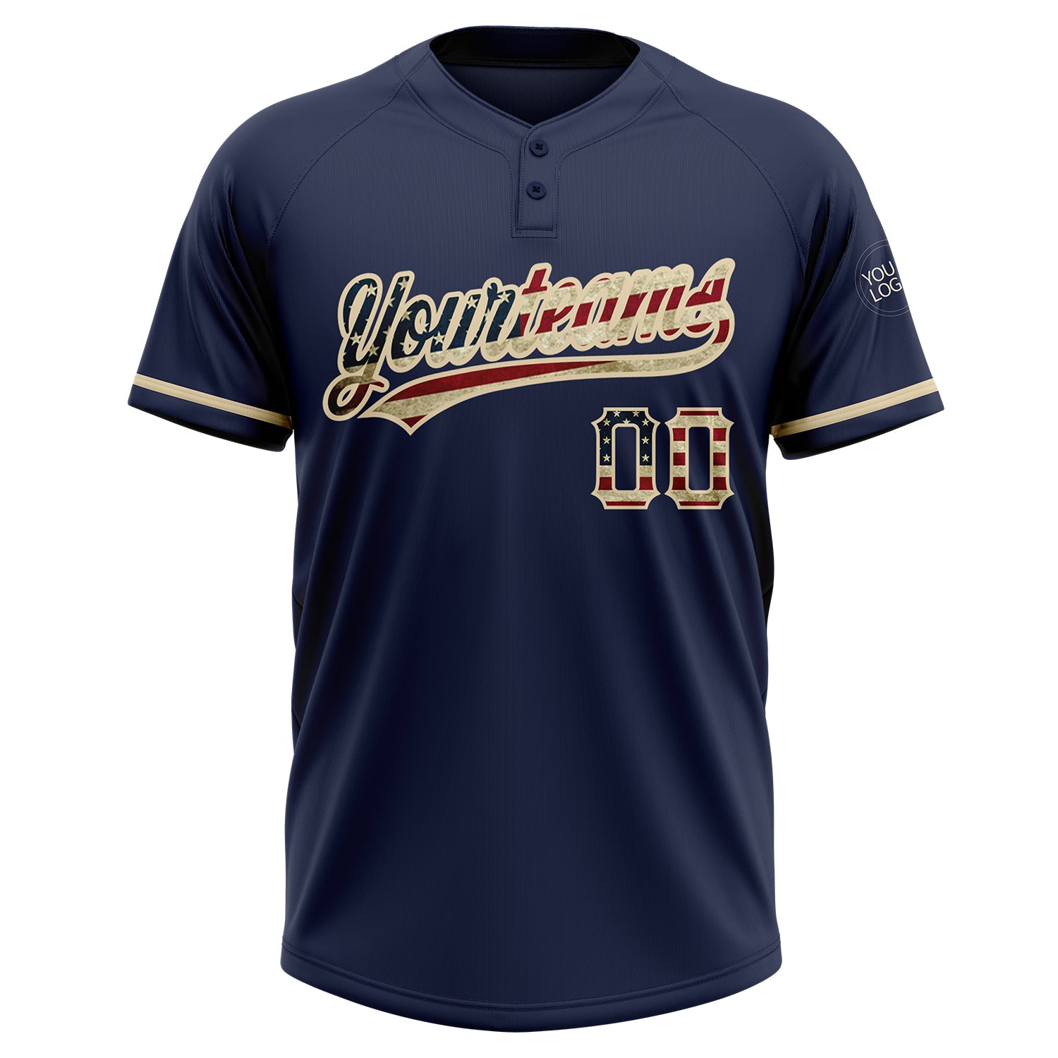 Custom Navy Vintage USA Flag-City Cream Two-Button Unisex Softball Jersey Men's Size:L