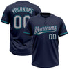 Custom Navy Gray-Teal Two-Button Unisex Softball Jersey