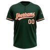 Custom Green White-Orange Two-Button Unisex Softball Jersey