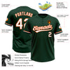 Custom Green White-Orange Two-Button Unisex Softball Jersey