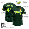 Custom Green Neon Green-White Two-Button Unisex Softball Jersey