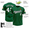 Custom Kelly Green White-Black Two-Button Unisex Softball Jersey