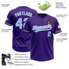 Custom Purple Light Blue-White Two-Button Unisex Softball Jersey