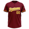 Custom Crimson Yellow-White Two-Button Unisex Softball Jersey