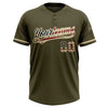 Custom Olive Vintage USA Flag-City Cream Salute To Service Two-Button Unisex Softball Jersey