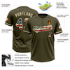 Custom Olive Vintage USA Flag-City Cream Salute To Service Two-Button Unisex Softball Jersey